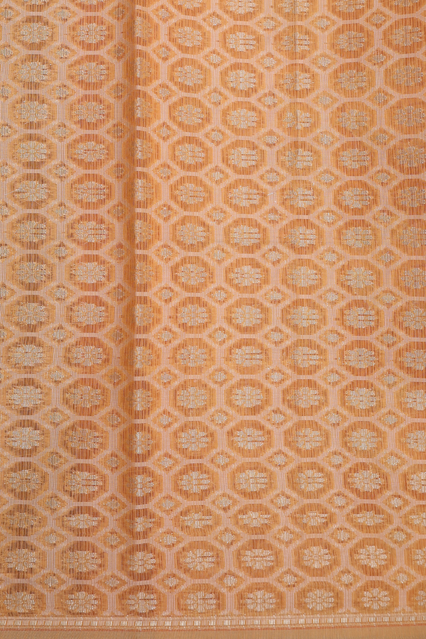Kota Cotton Saree In Orange With Floral Design