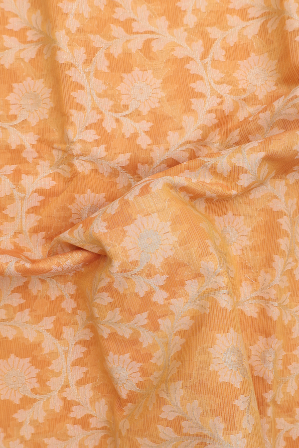 Kota Cotton Saree In Orange With Floral Design