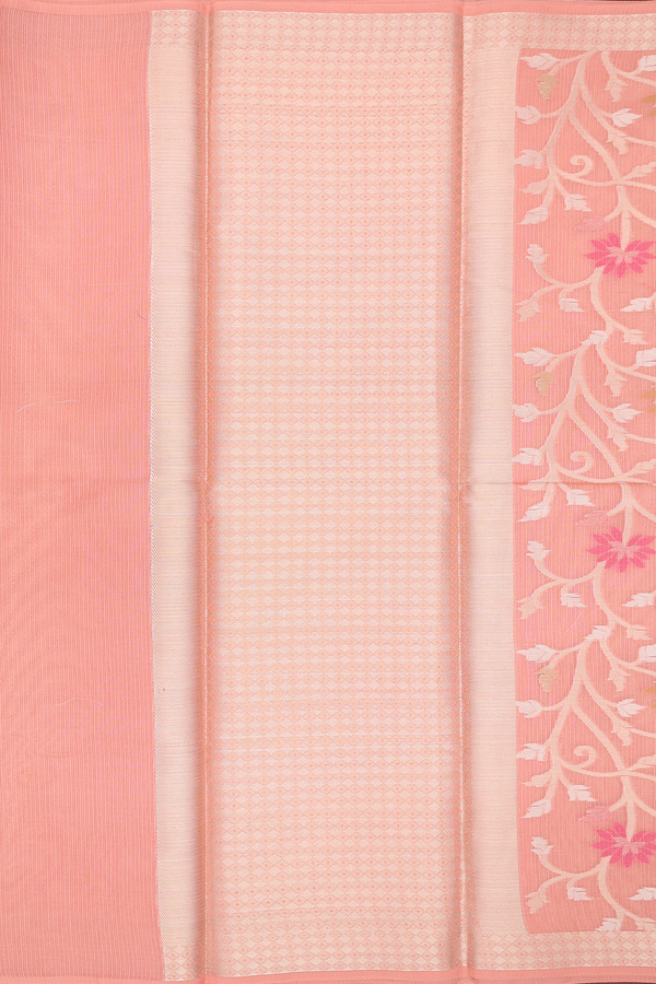 Kota Cotton Saree In Orange With Floral Design