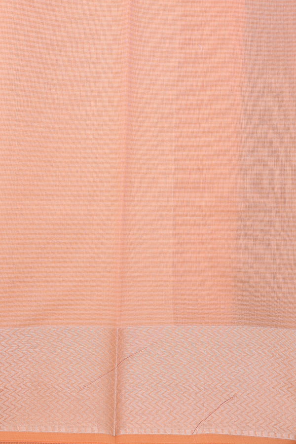 Kota Cotton Saree In Orange With Leaf Design