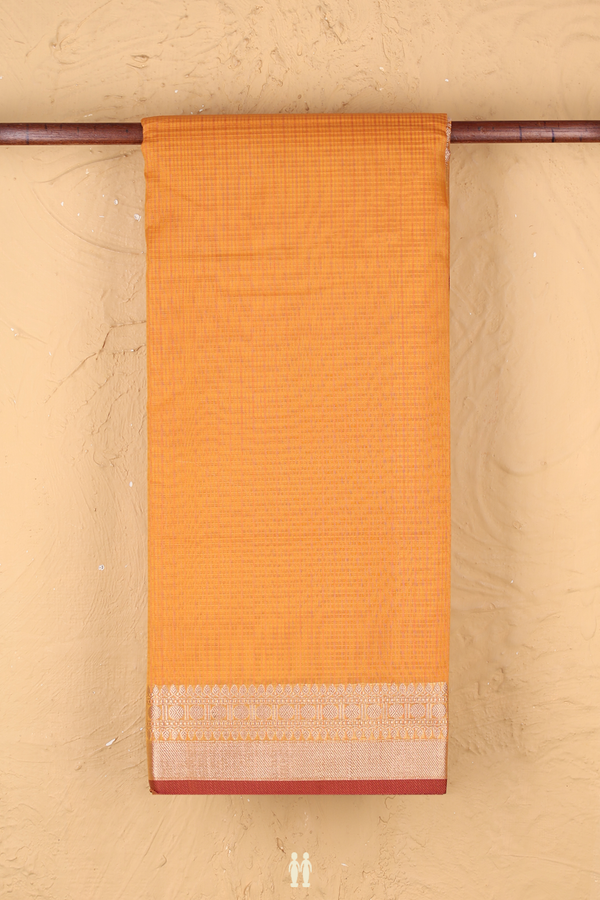 Kota Cotton Saree In Orange With Zari Border