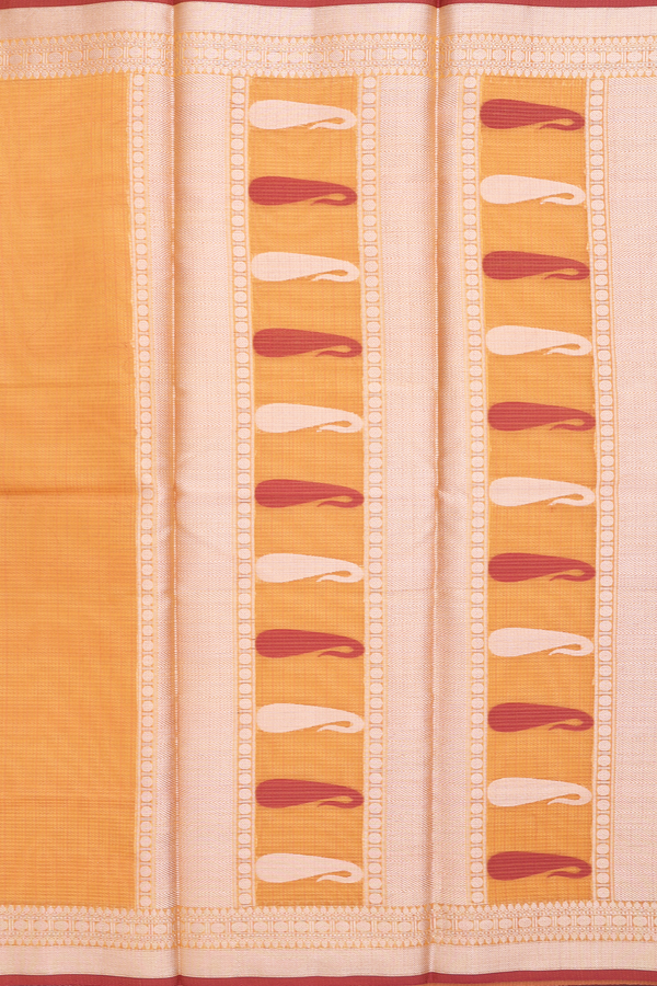 Kota Cotton Saree In Orange With Zari Border