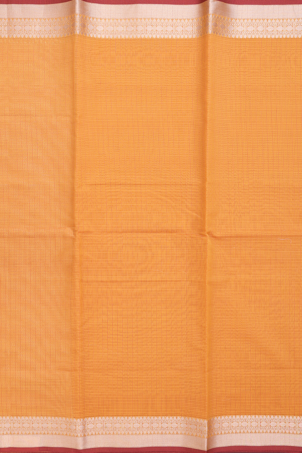 Kota Cotton Saree In Orange With Zari Border