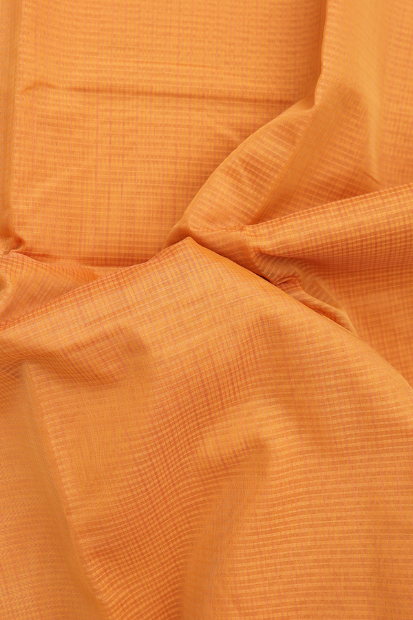 Kota Cotton Saree In Orange With Zari Border