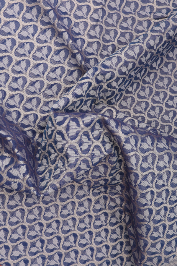 Kota Cotton Saree In Oxford Blue With Ogee Design