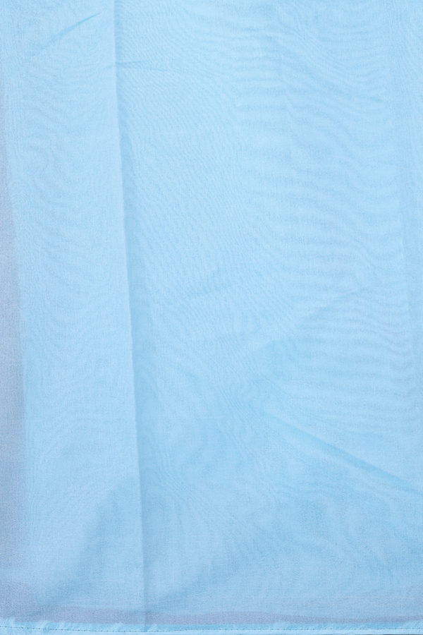 Kota Cotton Saree In Pastel Blue With Floral Buttas