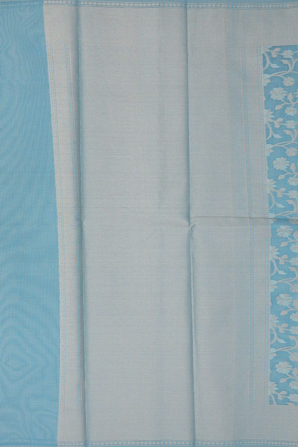 Kota Cotton Saree In Pastel Blue With Floral Design