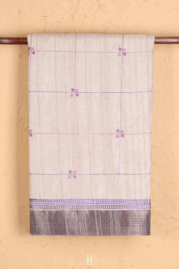 Kota Cotton Saree In Beige With Checks Design