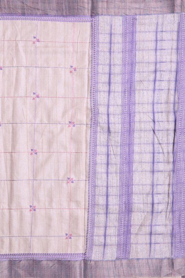 Kota Cotton Saree In Beige With Checks Design