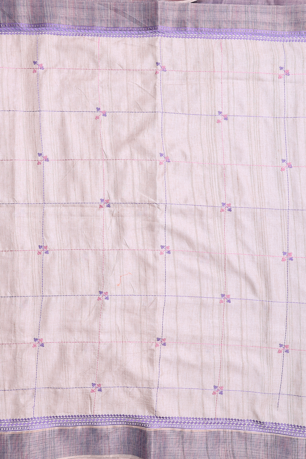 Kota Cotton Saree In Beige With Checks Design