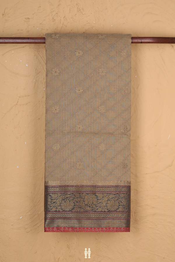 Kota Cotton Saree In Pastel Brown With Diagonal Design