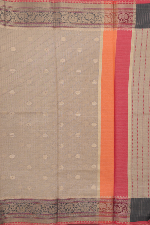 Kota Cotton Saree In Pastel Brown With Diagonal Design