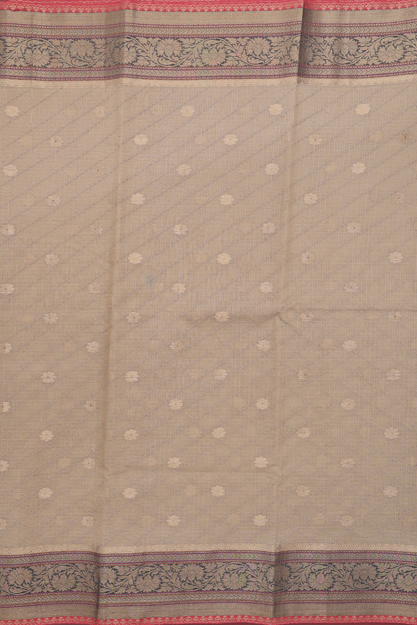Kota Cotton Saree In Pastel Brown With Diagonal Design