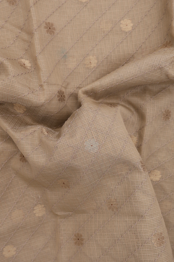 Kota Cotton Saree In Pastel Brown With Diagonal Design