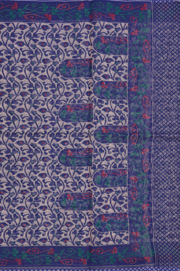 Kota Cotton Saree In Pastel Brown With Floral Design