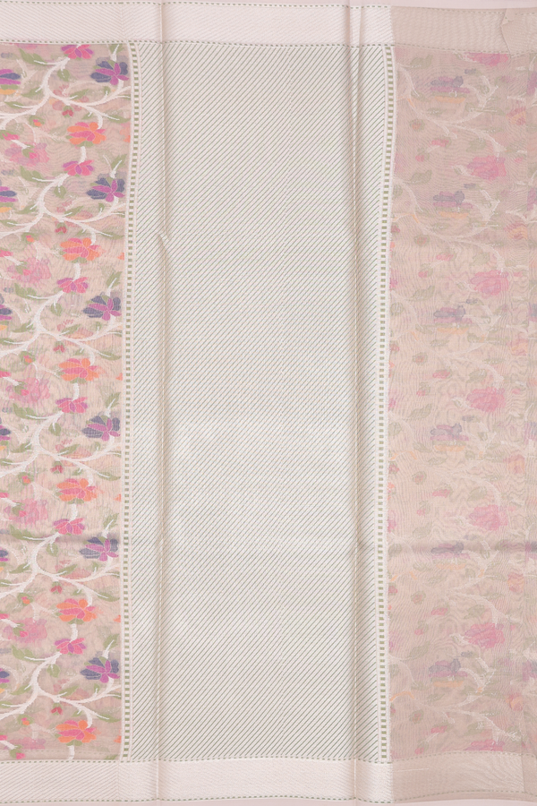 Kota Cotton Saree In Pastel Brown With Floral Design