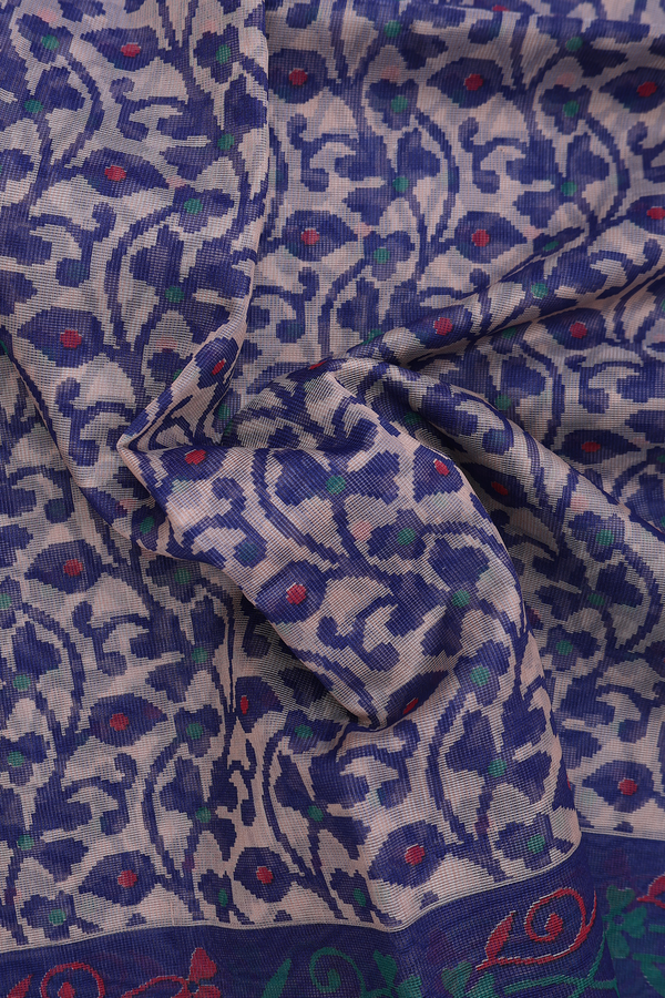 Kota Cotton Saree In Pastel Brown With Floral Design
