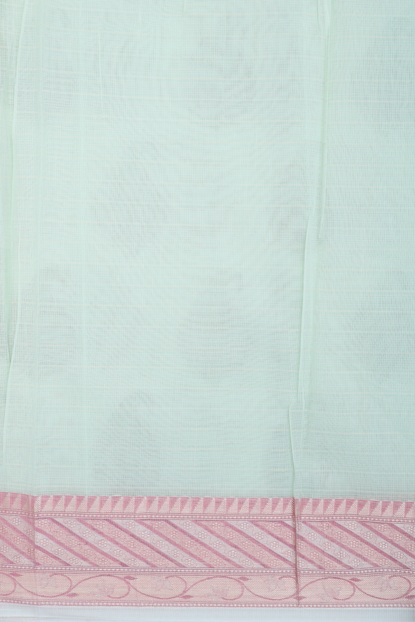 Kota Cotton Saree In Pastel Green Paisley Printed Design