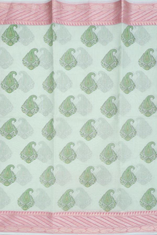 Kota Cotton Saree In Pastel Green Paisley Printed Design