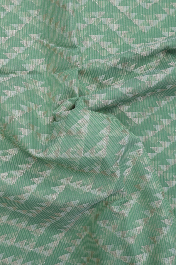 Kota Cotton Saree In Pastel Green With Chevron Design