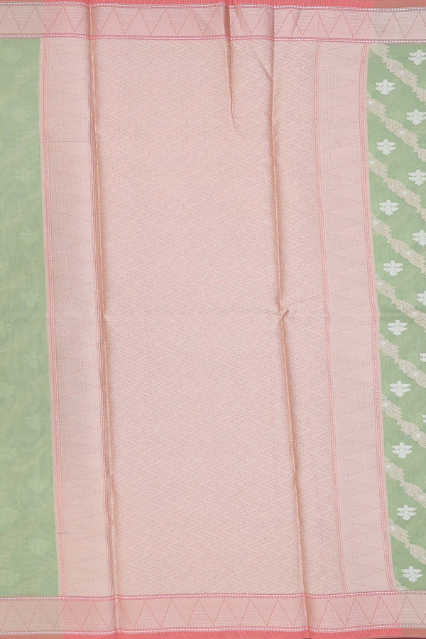 Kota Cotton Saree In Pastel Green With Diagonal Design