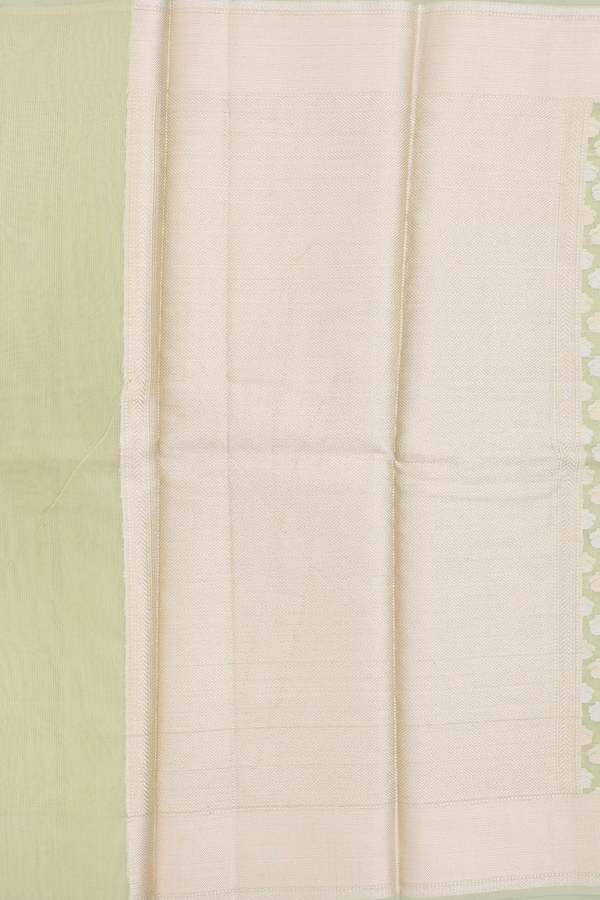 Kota Cotton Saree In Pastel Green With Floral Buttas