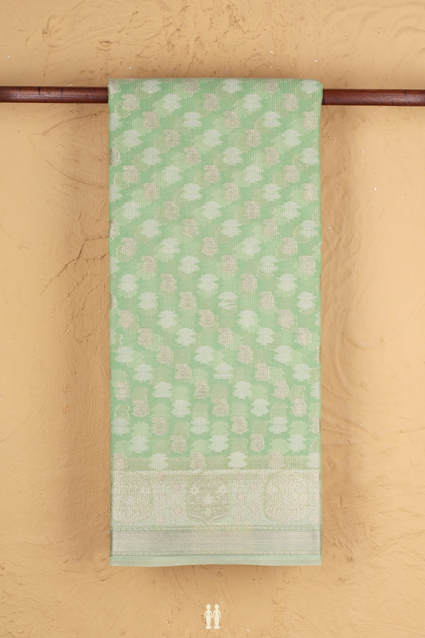 Kota Cotton Saree In Pastel Green With Paisley Buttas