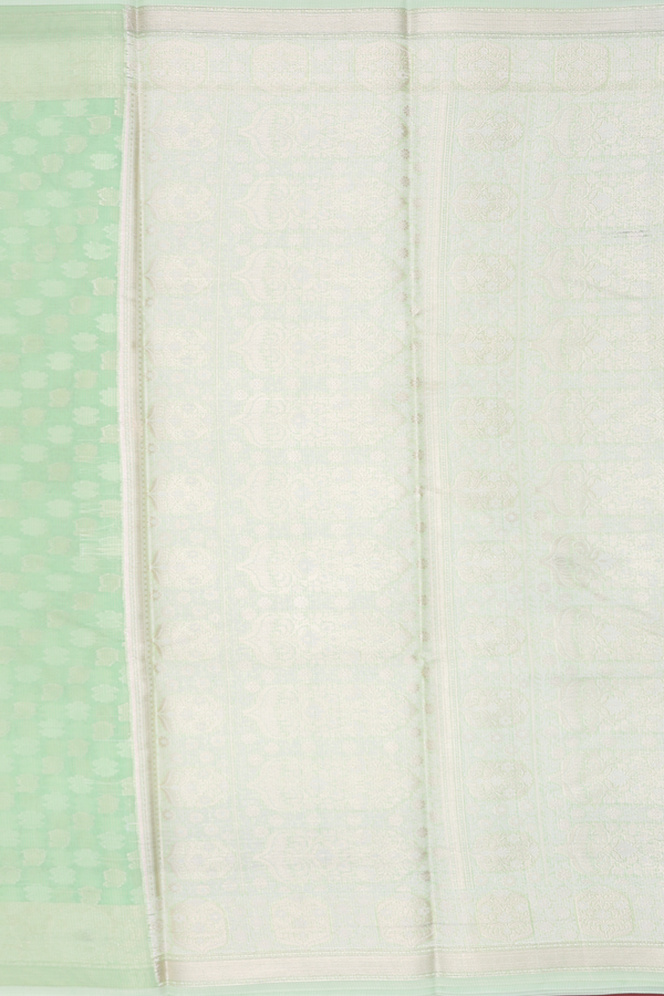 Kota Cotton Saree In Pastel Green With Paisley Buttas