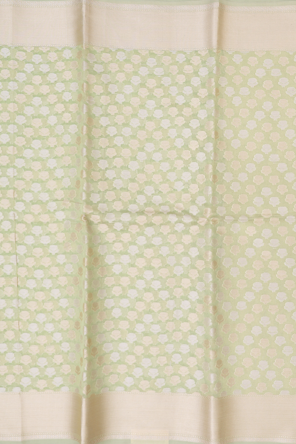 Kota Cotton Saree In Pastel Green With Floral Buttas