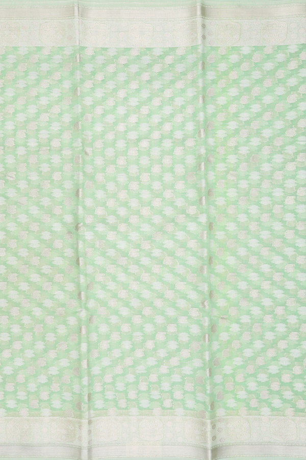 Kota Cotton Saree In Pastel Green With Paisley Buttas
