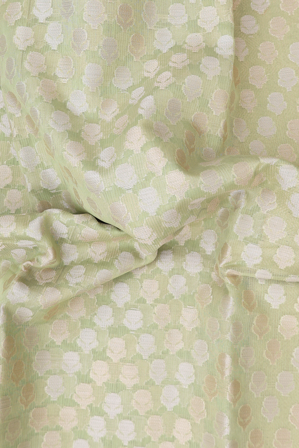 Kota Cotton Saree In Pastel Green With Floral Buttas