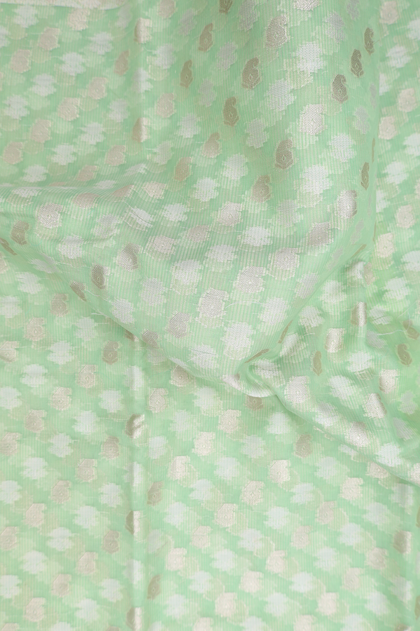 Kota Cotton Saree In Pastel Green With Paisley Buttas