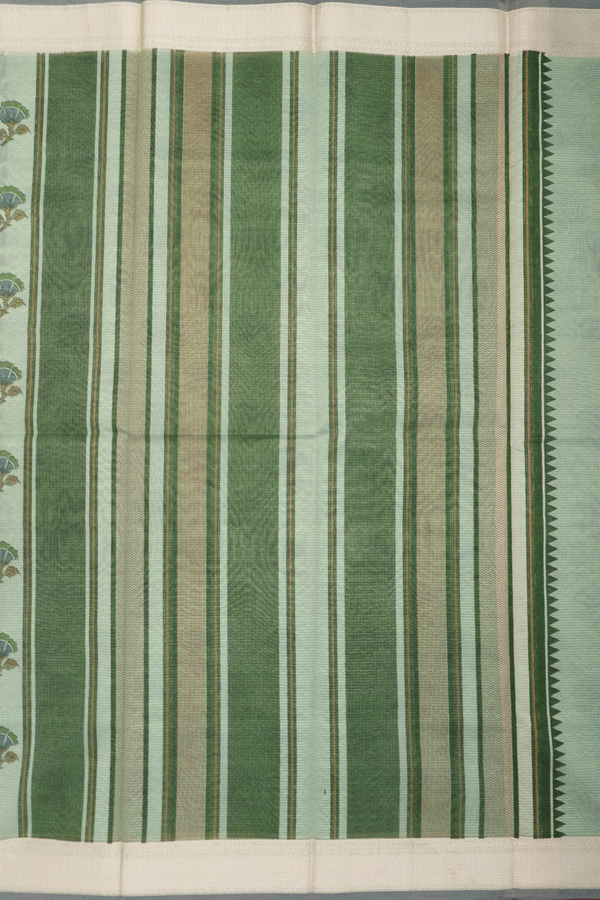 Kota Cotton Saree In Pastel Green With Floral Design