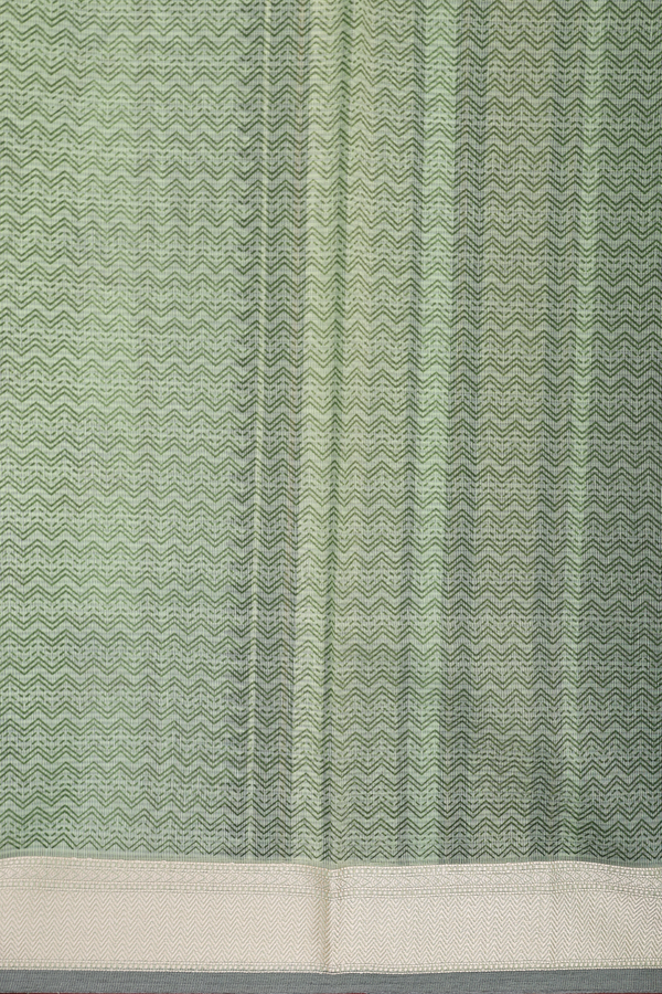 Kota Cotton Saree In Pastel Green With Floral Design