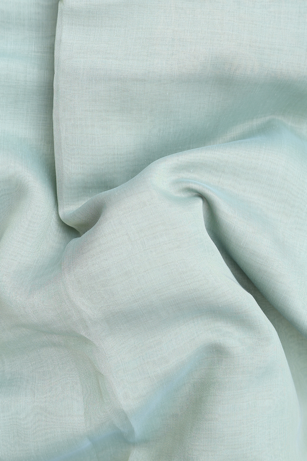 Kota Cotton Saree In Pastel Green With Threadwork Border