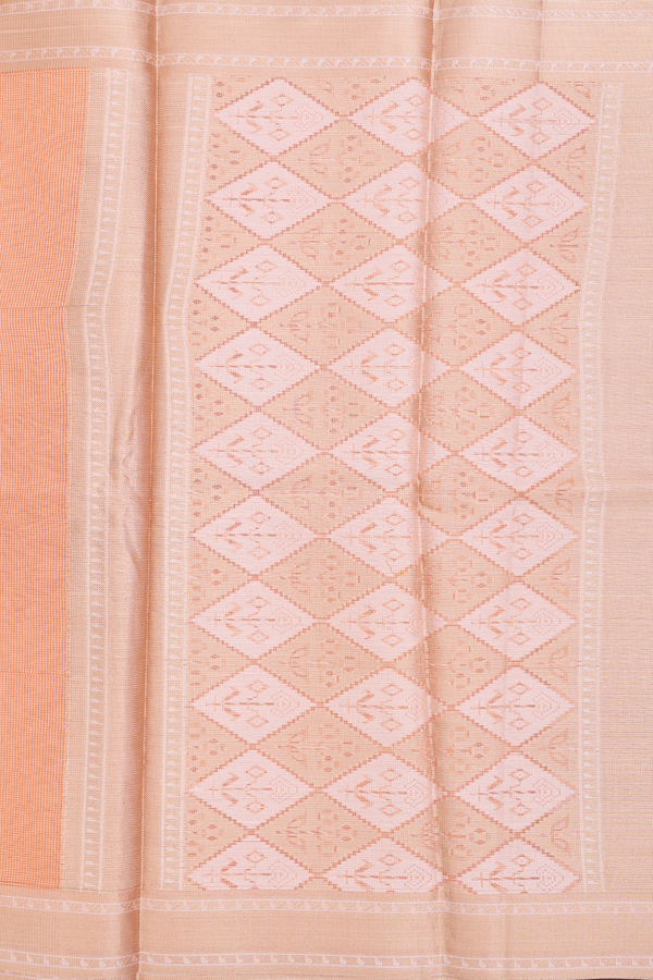 Kota Cotton Saree In Pastel Orange With Diamond Design