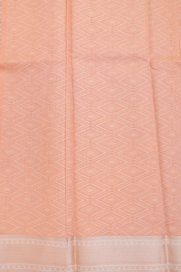 Kota Cotton Saree In Pastel Orange With Diamond Design