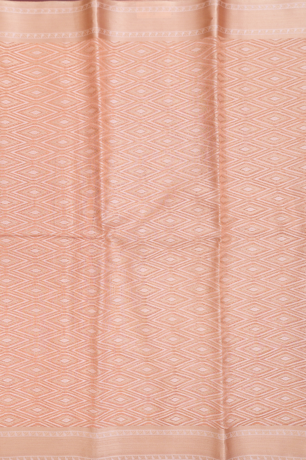 Kota Cotton Saree In Pastel Orange With Diamond Design