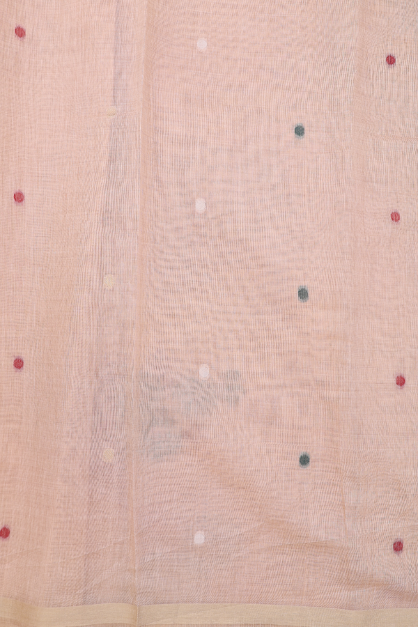 Kota Cotton Saree In Pastel Orange With Floral Design