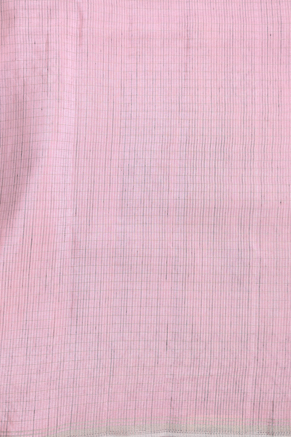 Kota Cotton Saree In Pastel Pink With Stripes Design
