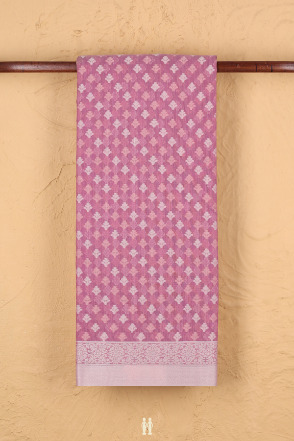 Kota Cotton Saree In Pastel Purple With Threadwork Buttas