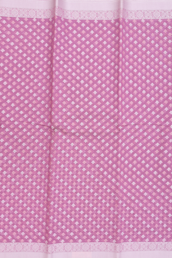 Kota Cotton Saree In Pastel Purple With Threadwork Buttas