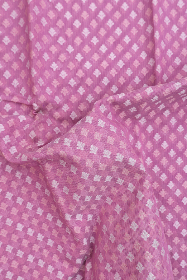 Kota Cotton Saree In Pastel Purple With Threadwork Buttas