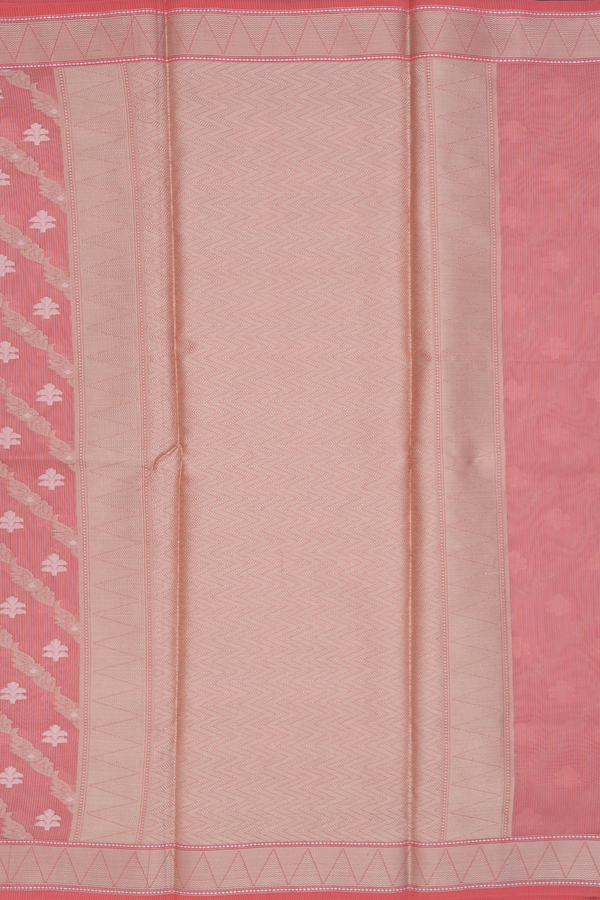 Kota Cotton Saree In Peach With Threadwork Buttas