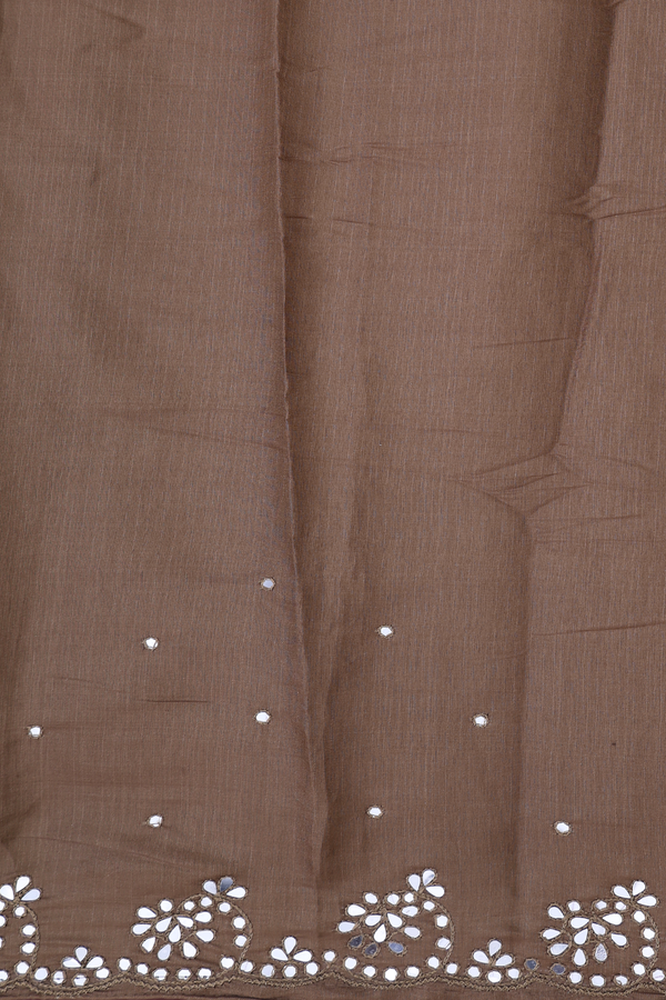Kota Cotton Saree In Peanut Brown With Mirror Work Buttis