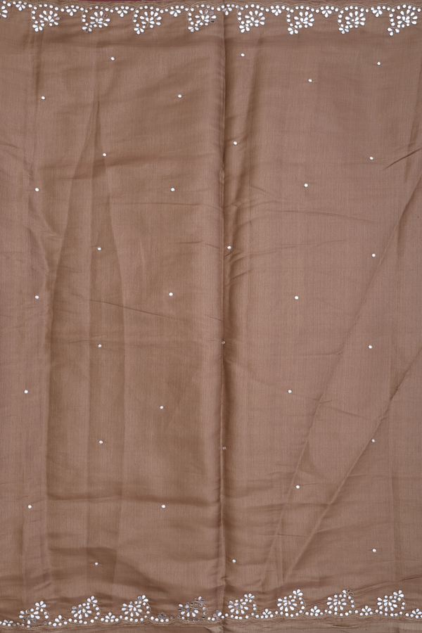Kota Cotton Saree In Peanut Brown With Mirror Work Buttis