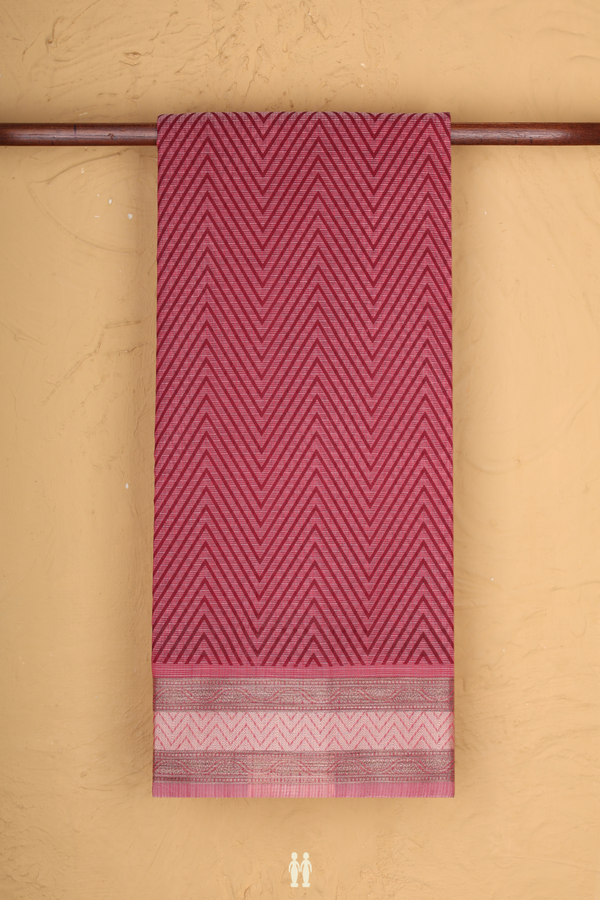 Kota Cotton Saree In Pink And Red With Chevron Design