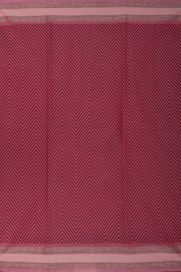Kota Cotton Saree In Pink And Red With Chevron Design