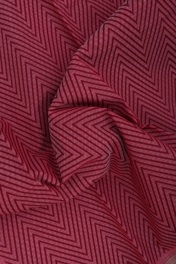 Kota Cotton Saree In Pink And Red With Chevron Design