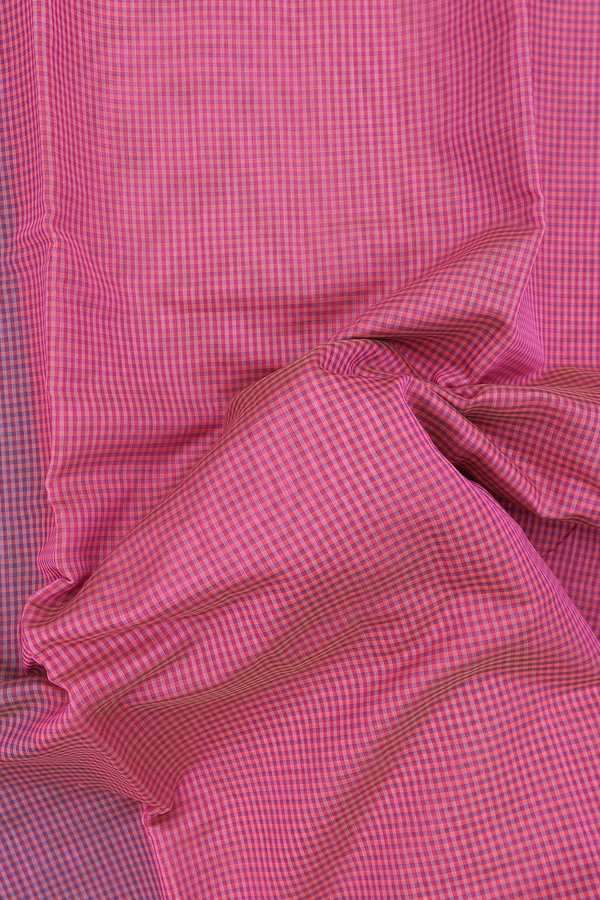 Kota Cotton Saree In Pink With Checks Design